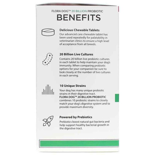 Flora Dog Probiotic 20 Billion CFU Chewable Tablets, VTP